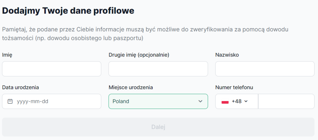 xm formularz rejestracji